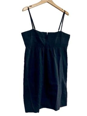 Theory Ambrosa Linen Mini Dress in Black Size 12 NWT